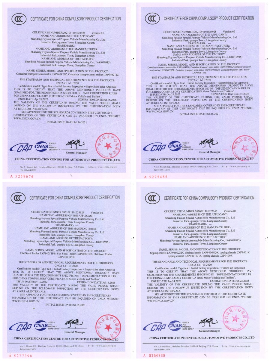 CCC Certificate - Container and Flatbed
