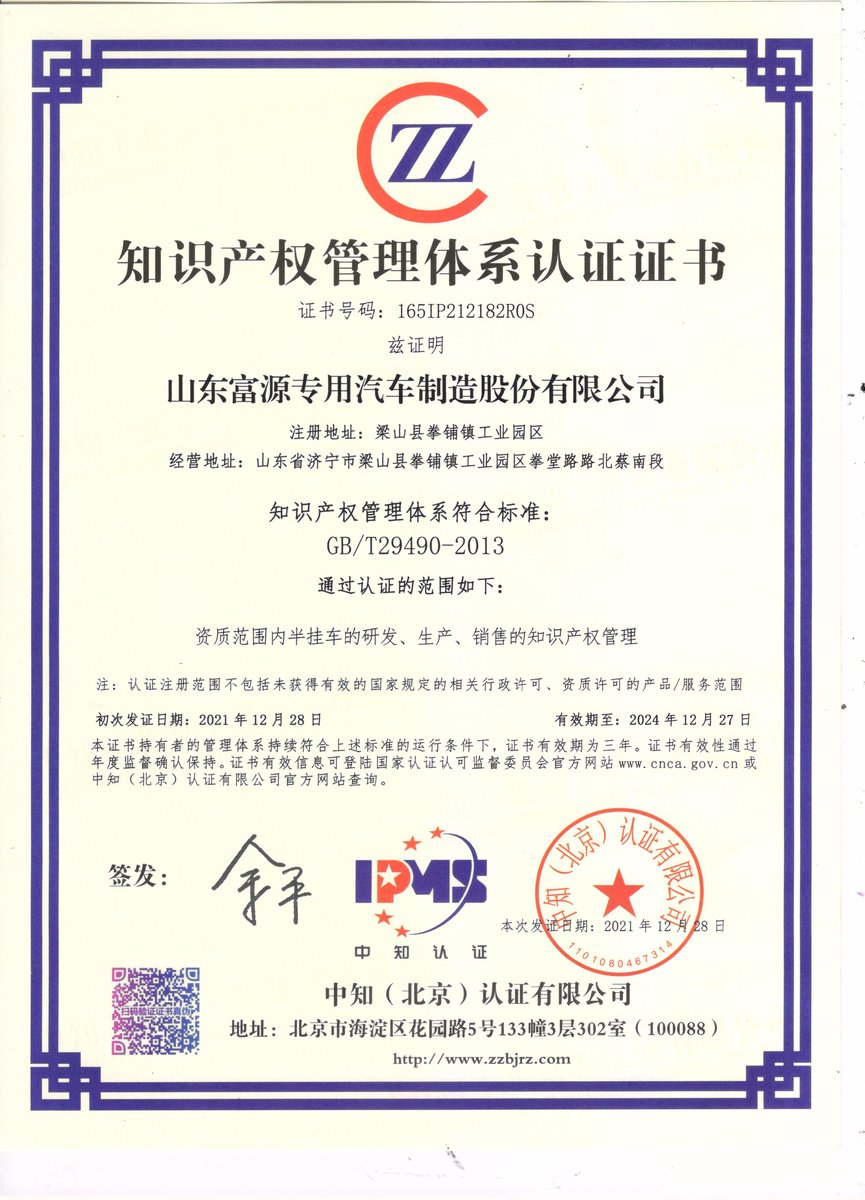 Intellectual Property Management System Certificate
